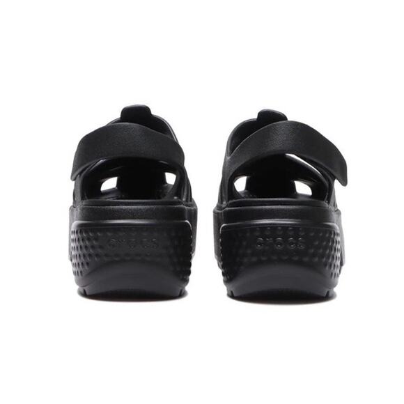 Crocs Stomp Fisherman Sandal Black Platform Slide Sandal Mens 7 / Womens 9 - Picture 2 of 4